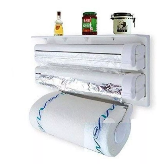 Dispensador de papel 3 en 1 para cocina, soporte multifunción para toallas,  dispensador de papel de aluminio y película, organizadores de  almacenamiento - AliExpress